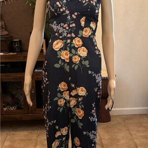 Floral Print Jumpsuit in Navy